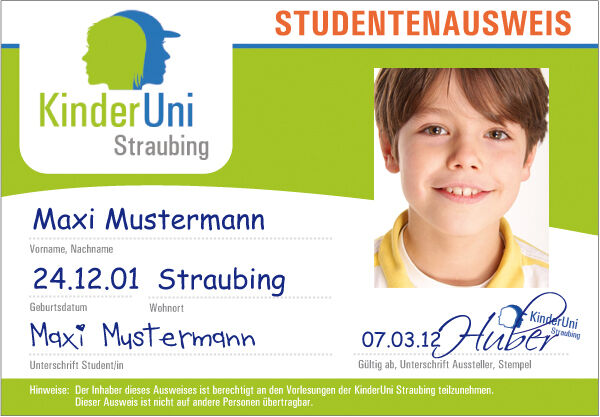 Studentenausweis der Kinderuni Straubing